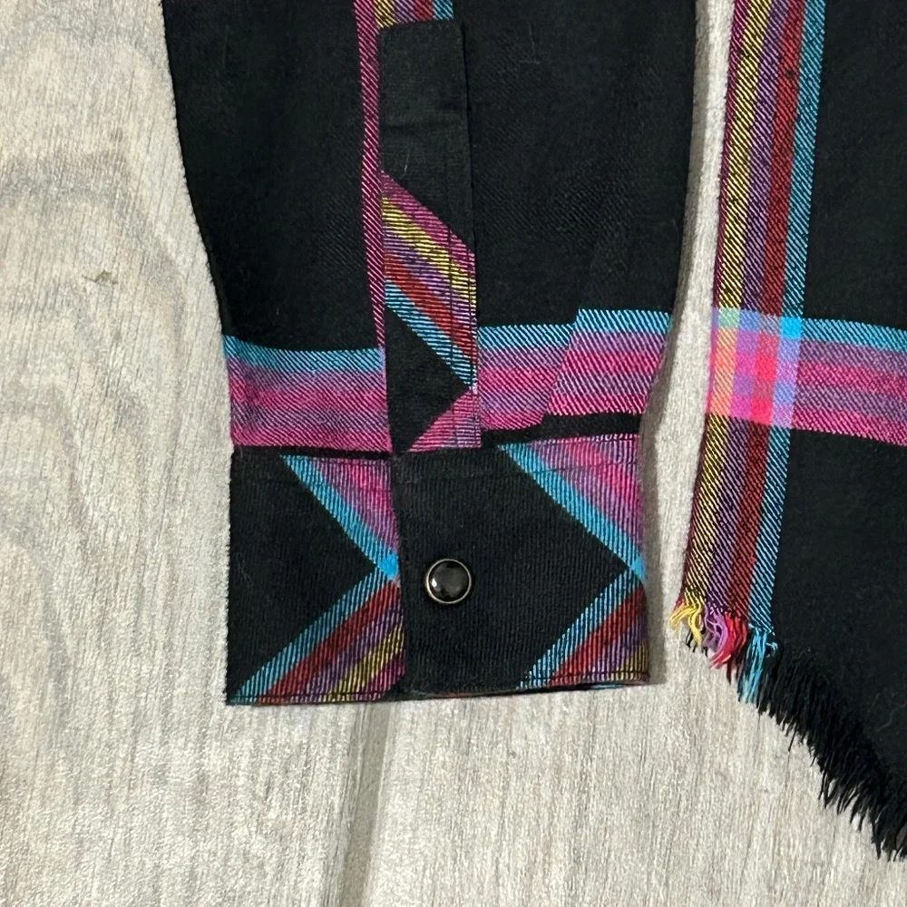 LIKE NEW! Women's Rails Black/Hot Pink Plaid Flannel Button Down - XS - Picture 8 of 12